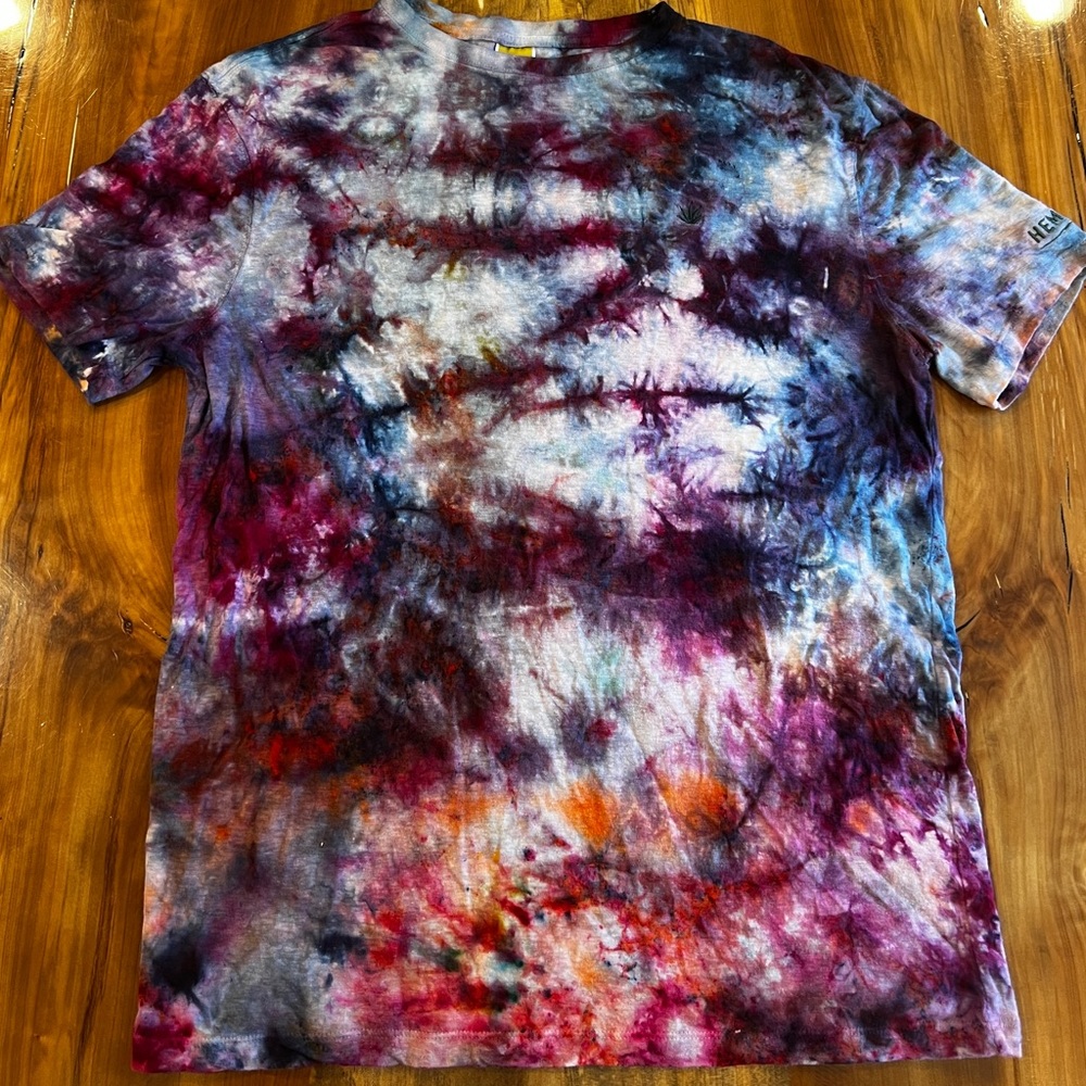Custom tie dye on Hempsmith base short ($40 before dye applied)